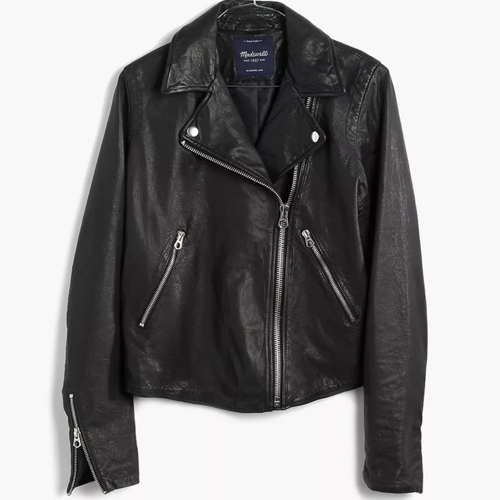 Madewell black leather jacket. Size large. Perfect condition
